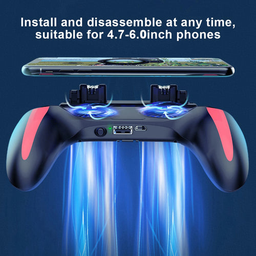 Phone holder with gaming controller attachment on a blue background